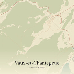 Obraz premium Vintage map of Vaux-et-Chantegrue, France.