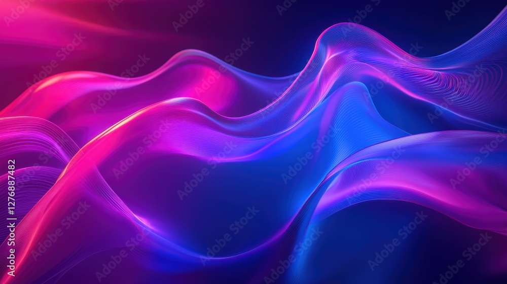 Poster colorful waves of light create a mesmerizing abstract design showcasing fluid movement and vibrant h