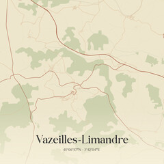 Obraz premium Vintage map of Vazeilles-Limandre, France.