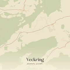 Obraz premium Vintage map of Veckring, France.