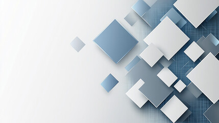 Minimalist 3D abstract geometric wall decor composition with cubes  Minimalist Website Design Element with Grey Border, Light Green Squares, 