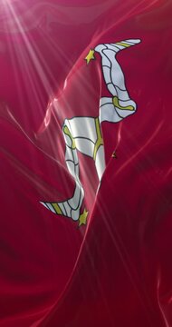 Flag of the Isle of Man. 4K Vertical. Loop