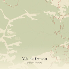 Obraz premium Vintage map of Velone-Orneto, France.