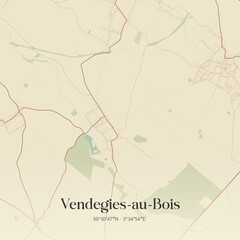 Obraz premium Vintage map of Vendegies-au-Bois, France.
