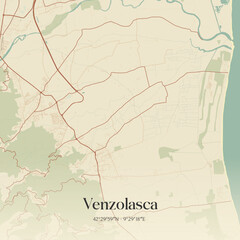 Fototapeta premium Vintage map of Venzolasca, France.