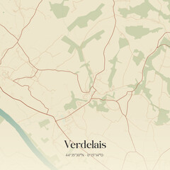 Fototapeta premium Vintage map of Verdelais, France.