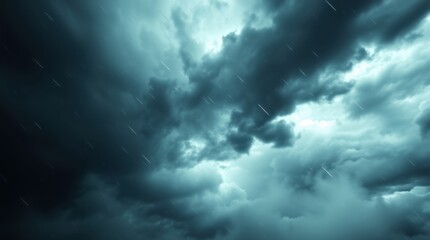 Fototapeta premium Dramatic Storm Clouds with Rain Streaks Against Moody Sky Background