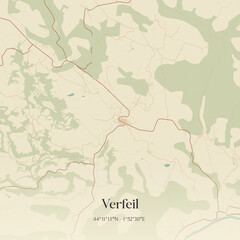 Fototapeta premium Vintage map of Verfeil, France.