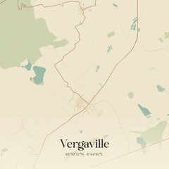 Fototapeta premium Vintage map of Vergaville, France.