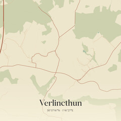 Naklejka premium Vintage map of Verlincthun, France.