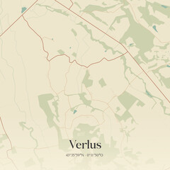 Obraz premium Vintage map of Verlus, France.
