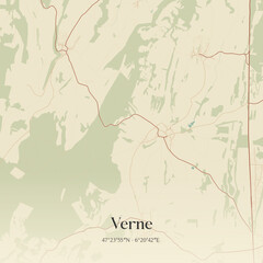 Fototapeta premium Vintage map of Verne, France.