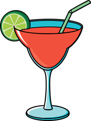  Refreshing and Vibrant Minimalist Vector Illustration of a Cartoon Cocktail – High-Quality Colorful Digital Art with a Fun, Drink, and Celebration Design