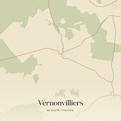 Obraz premium Vintage map of Vernonvilliers, France.