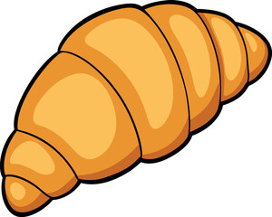 Delicious and Flaky Minimalist Vector Illustration of a Cartoon Croissant – High-Quality Colorful Digital Art with a Pastry, Breakfast, and Bakery Design