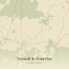 Obraz premium Vintage map of Vernoil-le-Fourrier, France.