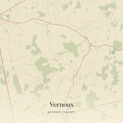Obraz premium Vintage map of Vernoux, France.