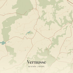Naklejka premium Vintage map of Vernusse, France.