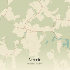 Obraz premium Vintage map of Verrie, France.