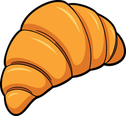 Delicious and Flaky Minimalist Vector Illustration of a Cartoon Croissant – High-Quality Colorful Digital Art with a Pastry, Breakfast, and Bakery Design