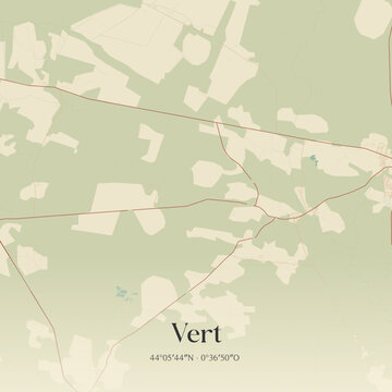 Vintage map of Vert, France.