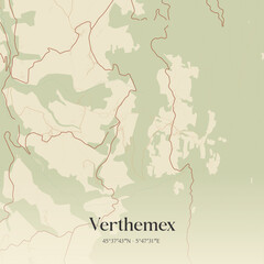 Obraz premium Vintage map of Verthemex, France.
