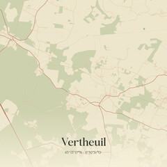 Fototapeta premium Vintage map of Vertheuil, France.