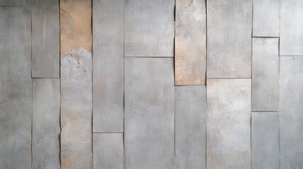 Textured concrete wall with varied rectangular panels in shades of gray and tan, highlighting modern design elements.