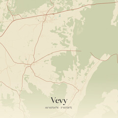 Obraz premium Vintage map of Vevy, France.