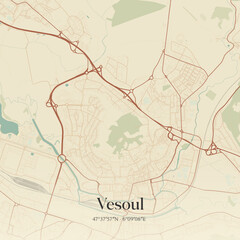 Naklejka premium Vintage map of Vesoul, France.