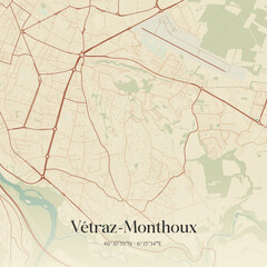 Obraz premium Vintage map of Vétraz-Monthoux, France.