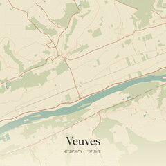 Fototapeta premium Vintage map of Veuves, France.