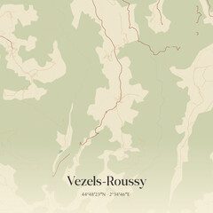 Obraz premium Vintage map of Vezels-Roussy, France.