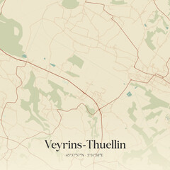 Obraz premium Vintage map of Veyrins-Thuellin, France.
