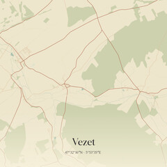 Obraz premium Vintage map of Vezet, France.