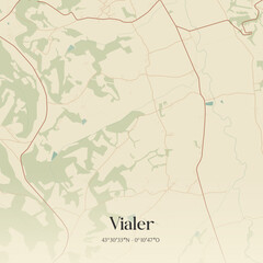 Fototapeta premium Vintage map of Vialer, France.