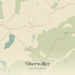 Fototapeta premium Vintage map of Vibersviller, France.