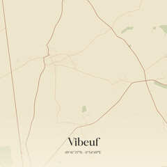 Fototapeta premium Vintage map of Vibeuf, France.