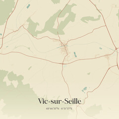 Obraz premium Vintage map of Vic-sur-Seille, France.