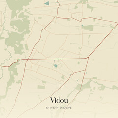 Fototapeta premium Vintage map of Vidou, France.