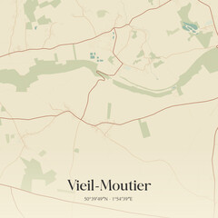 Obraz premium Vintage map of Vieil-Moutier, France.