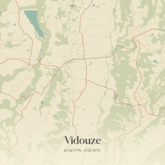Fototapeta premium Vintage map of Vidouze, France.