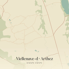 Fototapeta premium Vintage map of Viellenave-d'Arthez, France.