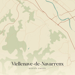 Obraz premium Vintage map of Viellenave-de-Navarrenx, France.