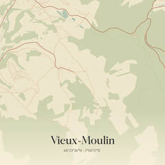 Obraz premium Vintage map of Vieux-Moulin, France.