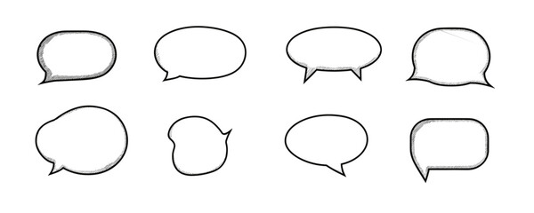 Fototapeta premium Variety of blank comic speech bubbles illustration in different shapes and sizes for dialogue. Vector