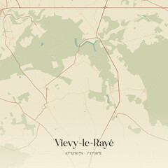 Fototapeta premium Vintage map of Vievy-le-Rayé, France.