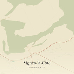 Fototapeta premium Vintage map of Vignes-la-Côte, France.