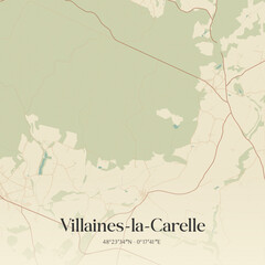 Fototapeta premium Vintage map of Villaines-la-Carelle, France.