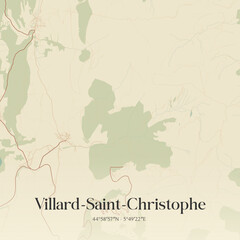 Fototapeta premium Vintage map of Villard-Saint-Christophe, France.